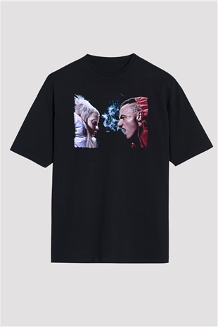 Die Antwoord Baskılı Unisex Siyah Oversize Tişört - Tshirt