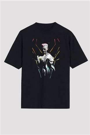 Die Antwoord Baskılı Unisex Siyah Oversize Tişört - Tshirt