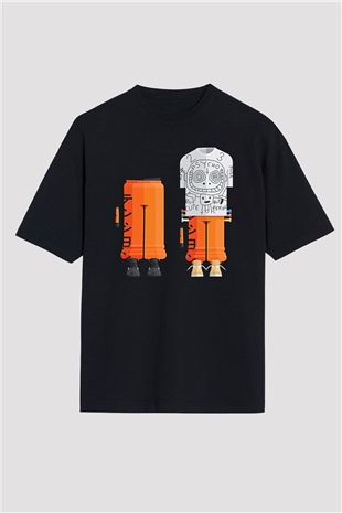 Die Antwoord Baskılı Unisex Siyah Oversize Tişört - Tshirt