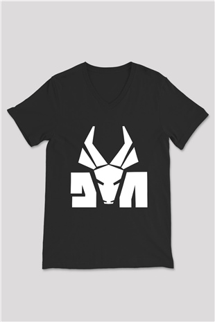 Die Antwoord Baskılı Unisex Siyah V Yaka Tişört - Tshirt