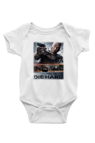 Die Hard Baskılı Beyaz Unisex Bebek Body - Zıbın