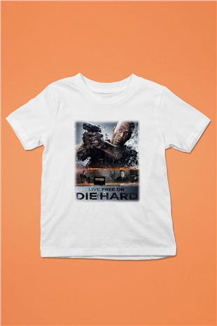 Die Hard Baskılı Beyaz Unisex Çocuk Tişört