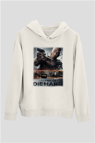 Die Hard Beyaz Unisex Hoodie