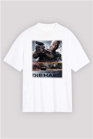 Die Hard Beyaz Unisex Oversize Tişört T-Shirt