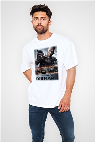 Die Hard Beyaz Unisex Oversize Tişört T-Shirt