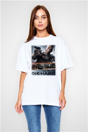 Die Hard Beyaz Unisex Oversize Tişört T-Shirt