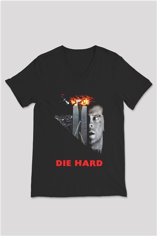Die Hard Siyah Unisex V Yaka Tişört