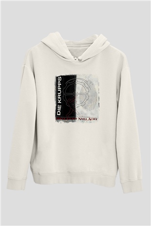 Die Krupps Baskılı Unisex Beyaz Hoodie