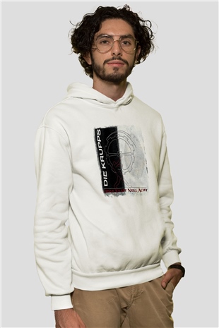 Die Krupps Baskılı Unisex Beyaz Hoodie