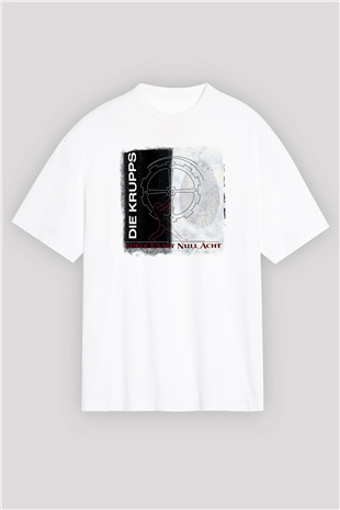 Die Krupps Baskılı Unisex Beyaz Oversize Tişört