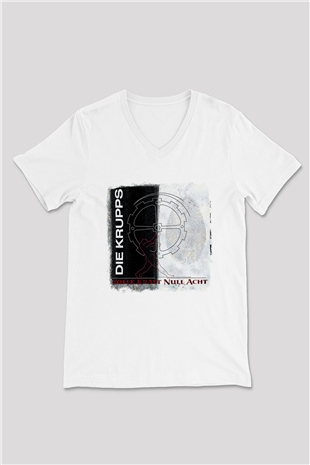 Die Krupps Baskılı Unisex Beyaz V Yaka Tişört