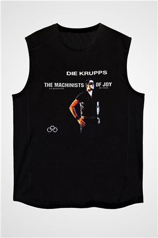 Die Krupps Baskılı Unisex Siyah Kolsuz Tişört