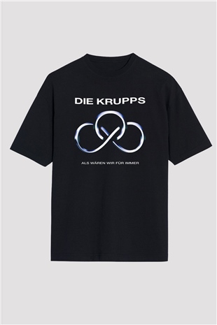 Die Krupps Baskılı Unisex Siyah Oversize Tişört