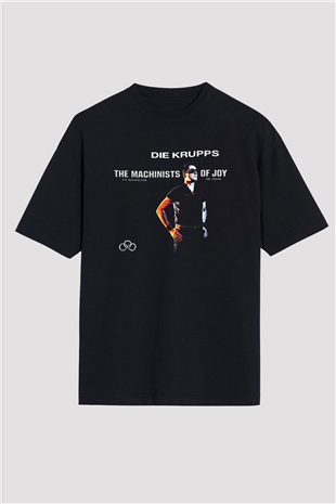 Die Krupps Baskılı Unisex Siyah Oversize Tişört