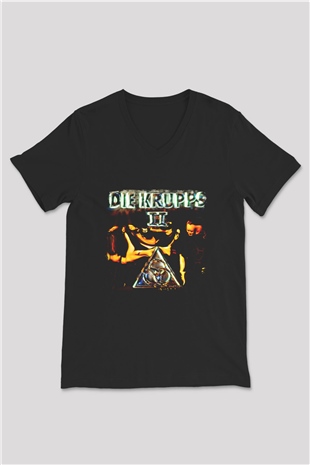 Die Krupps Baskılı Unisex Siyah V Yaka Tişört