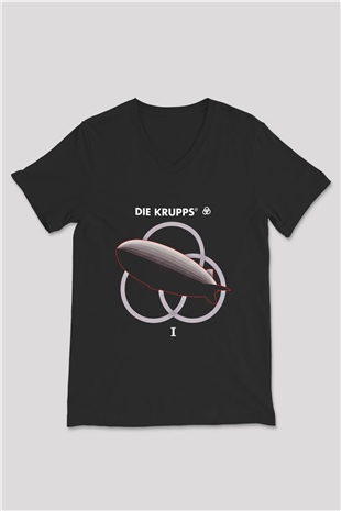 Die Krupps Baskılı Unisex Siyah V Yaka Tişört