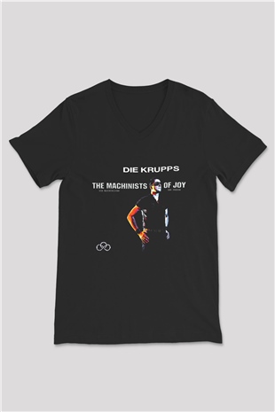 Die Krupps Baskılı Unisex Siyah V Yaka Tişört