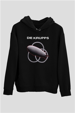 Die Krupps Siyah Unisex Kapüşonlu Sweatshirt