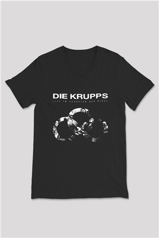 Die Krupps Siyah Unisex V Yaka Tişört T-Shirt