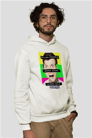 Dillion Francis Beyaz Unisex Kapüşonlu Sweatshirt
