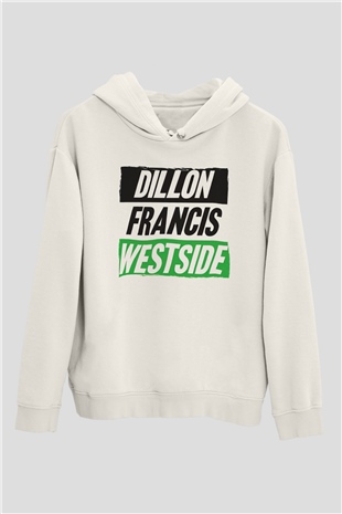 Dillion Francis Beyaz Unisex Kapüşonlu Sweatshirt