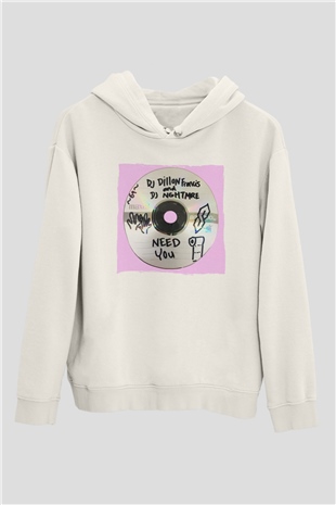 Dillion Francis Beyaz Unisex Kapüşonlu Sweatshirt