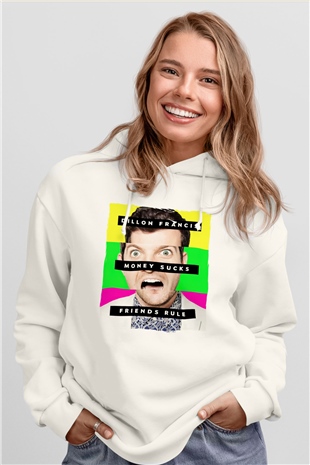 Dillion Francis Beyaz Unisex Kapüşonlu Sweatshirt