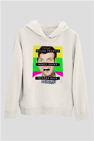 Dillion Francis Beyaz Unisex Kapüşonlu Sweatshirt