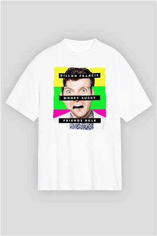 Dillion Francis Beyaz Oversize Tişört Oversize T-shirt - TişörtFabrikası
