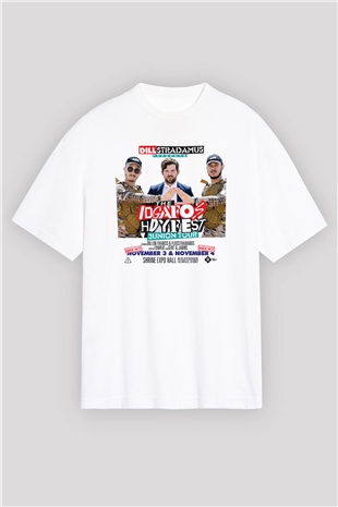 Dillion Francis Beyaz Oversize Tişört Oversize T-shirt - TişörtFabrikası