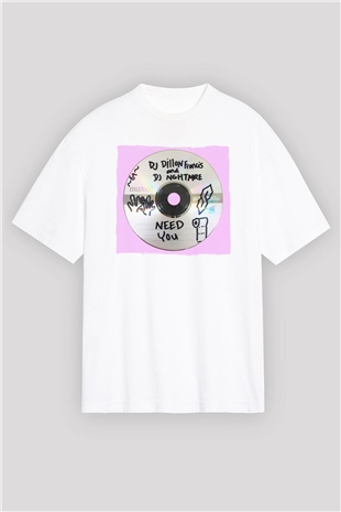 Dillion Francis Beyaz Oversize Tişört Oversize T-shirt - TişörtFabrikası