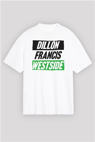 Dillion Francis Beyaz Oversize Tişört Oversize T-shirt - TişörtFabrikası
