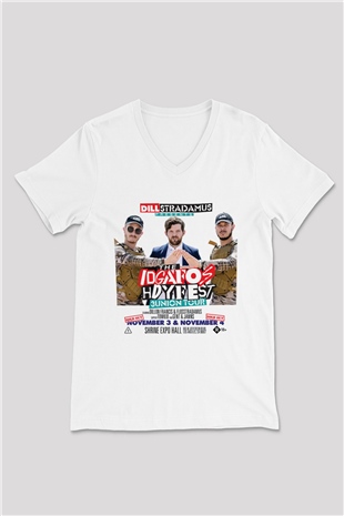 Dillion Francis Beyaz Unisex V Yaka Tişört