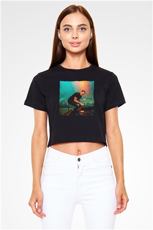 Dillion Francis Siyah  Crop Top Tişört