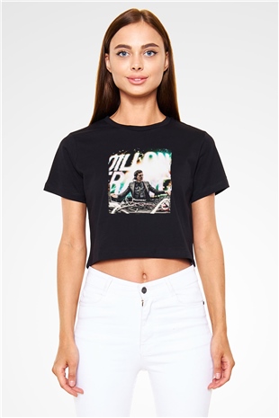 Dillion Francis Siyah  Crop Top Tişört