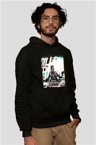 Dillion Francis Siyah Unisex Kapüşonlu Sweatshirt