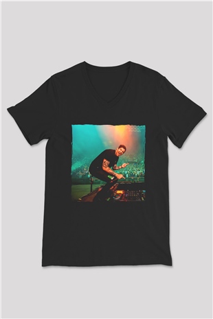 Dillion Francis Siyah Unisex V Yaka Tişört