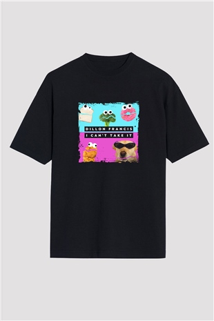 Dillon Francis Baskılı Unisex Oversize Siyah Tişört