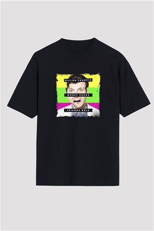 Dillon Francis Baskılı Unisex Oversize Siyah Tişört