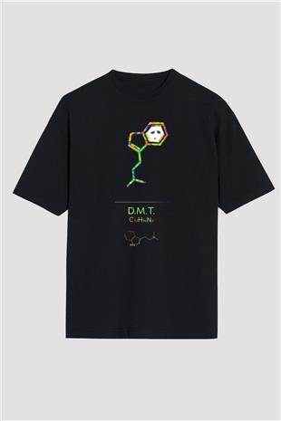 Dimetiltriptamin Molekülü Baskılı Unisex Oversize Tişört - Tshirt