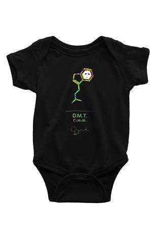 Dimetiltriptamin Molekülü Baskılı Unisex  Siyah Bebek Body - Zıbın