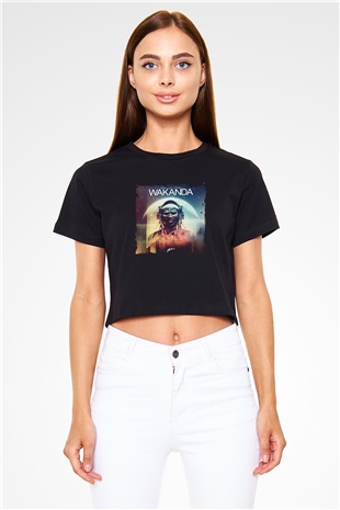 Dimitri Vegas & Like Mike Baskılı Crop Top Siyah Kadın Tişört