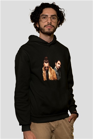 Dimitri Vegas & Like Mike Baskılı Unisex Siyah Hoodie