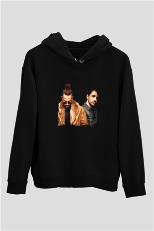 Dimitri Vegas & Like Mike Baskılı Unisex Siyah Hoodie