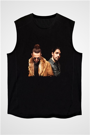 Dimitri Vegas & Like Mike Baskılı Unisex Siyah Kolsuz Tişört