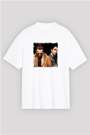 Dimitri Vegas & Like MikeBaskılı Beyaz Oversize Tişört