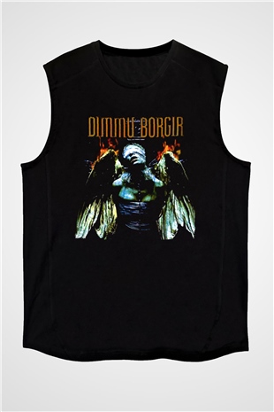 Dimmu Borgir Baskılı Unisex Siyah Kolsuz Tişört - Tshirt