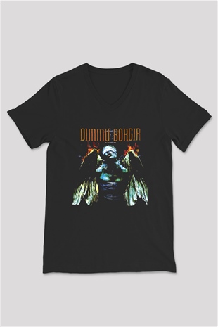 Dimmu Borgir Baskılı Unisex Siyah V Yaka Tişört - Tshirt