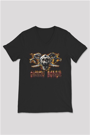 Dimmu Borgir Baskılı Unisex Siyah V Yaka Tişört - Tshirt