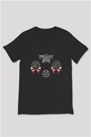 Dimmu Borgir Baskılı Unisex Siyah V Yaka Tişört - Tshirt